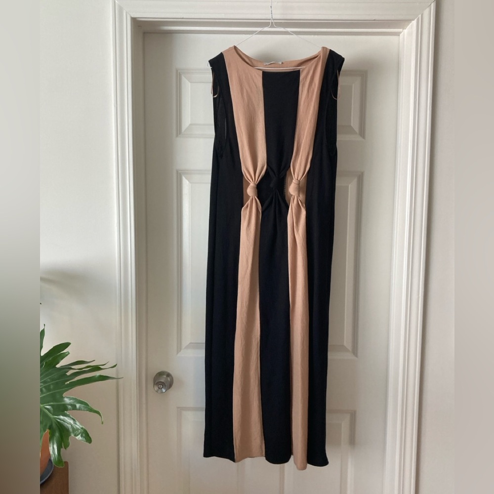 Zara Black and Tan Knotted Dress